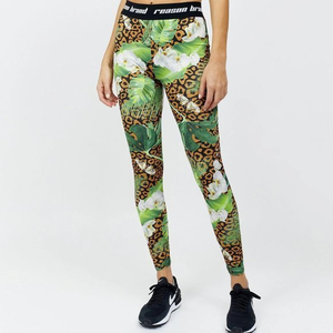 New Reason Clothing Brand NYC Small S Leopard Tropical Stretch‎ Active Leggings